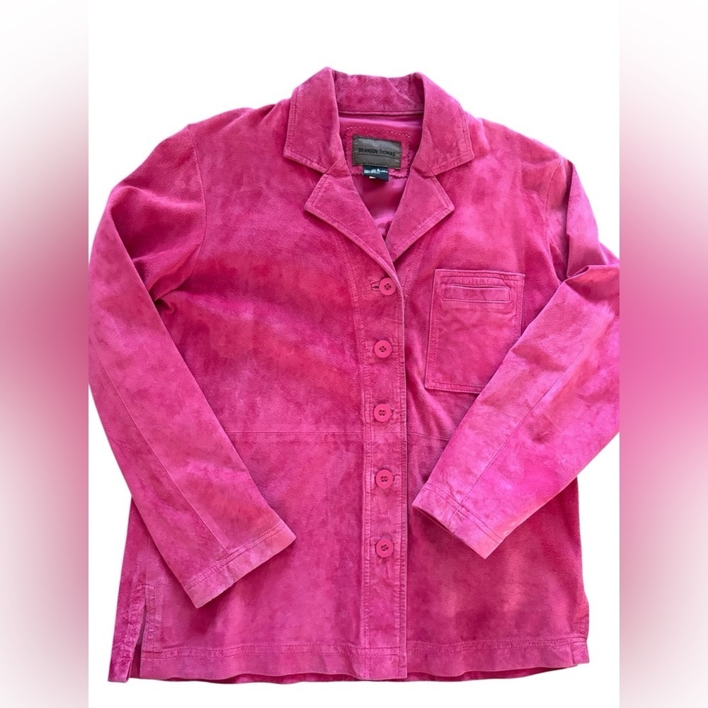 Brandon Thomas Pink Leather Button Down Shirt
